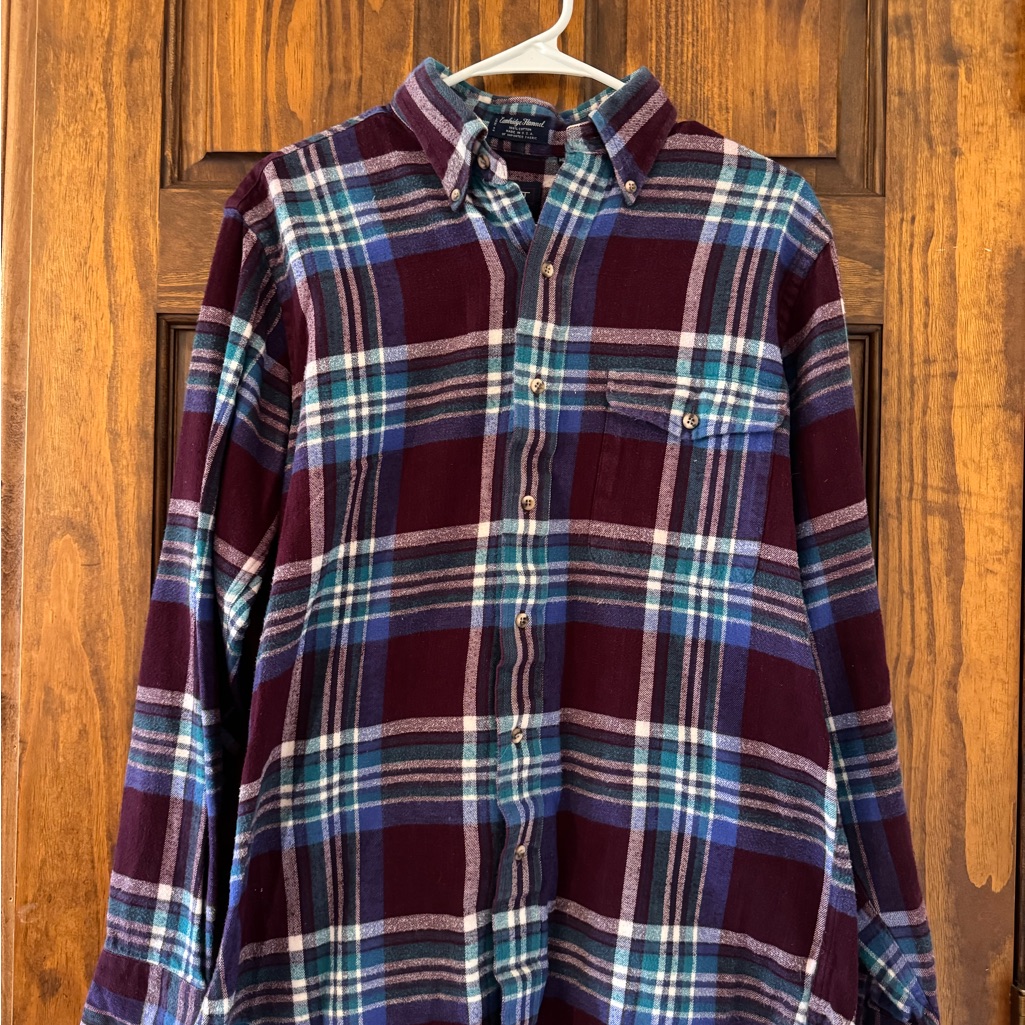 Plaid Button-Down Shirt - Blue And Burgundy